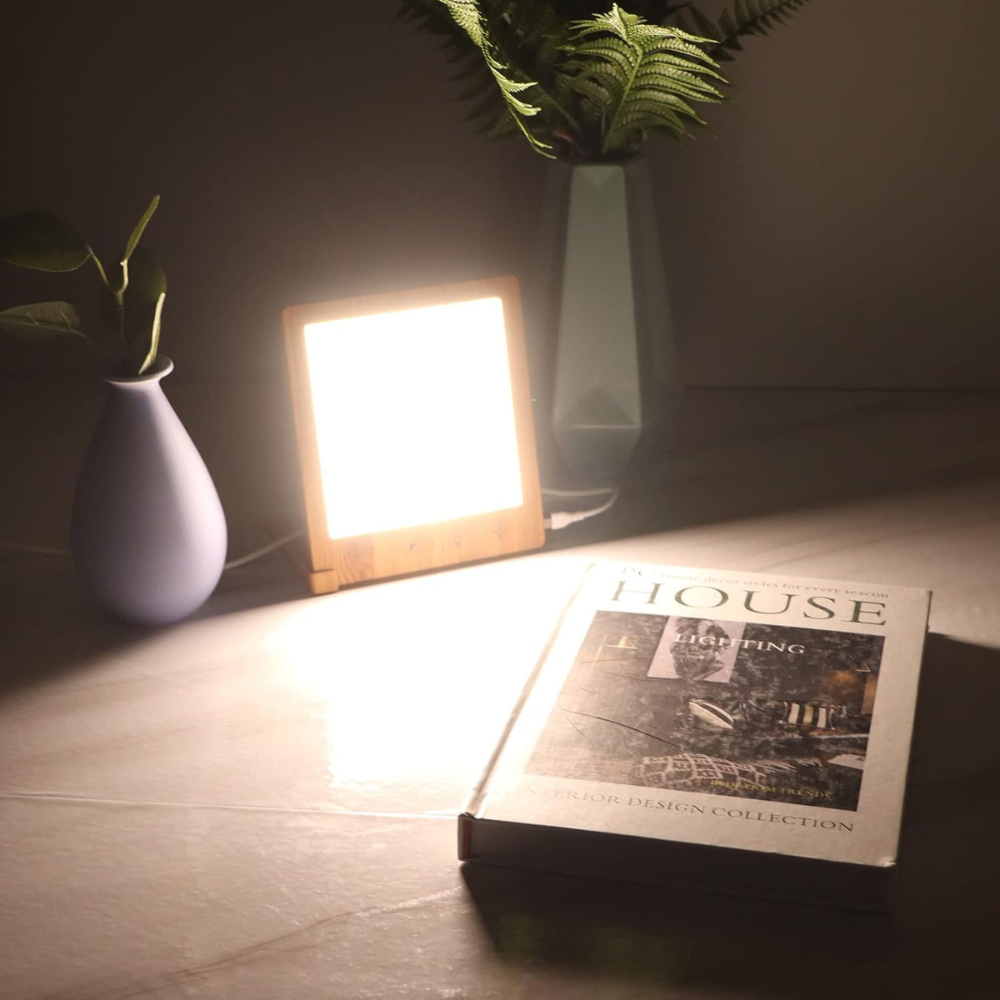 Lampe luminothérapie effet bois ambiance
