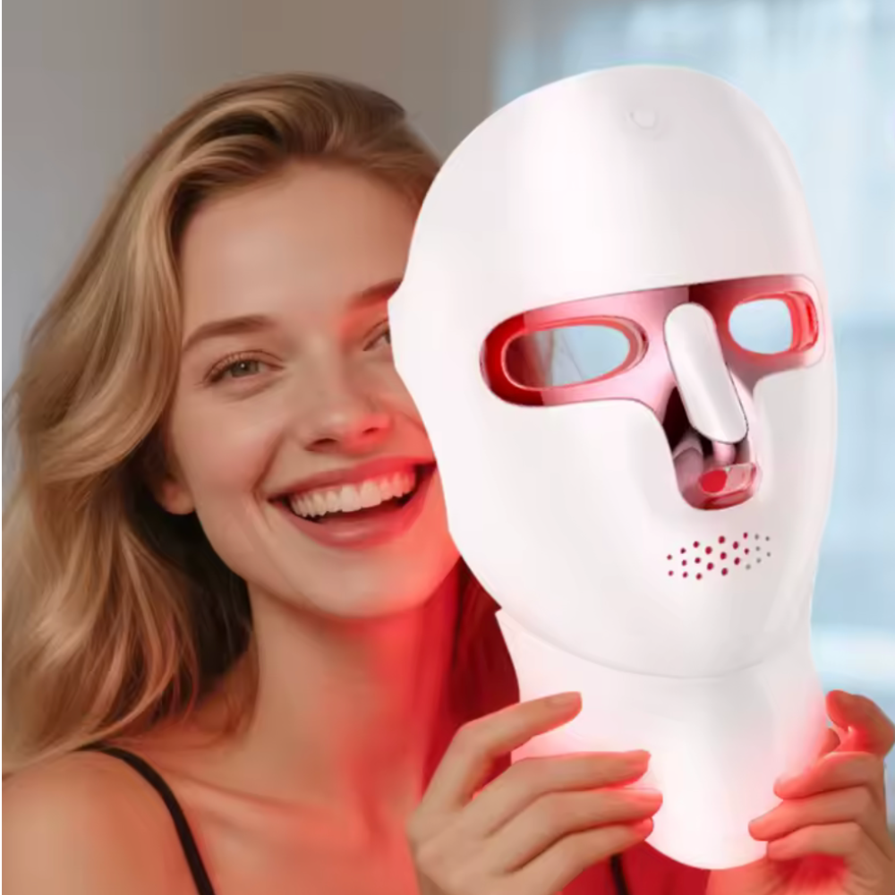 Masque luminothérapie visage cou rigide blanc