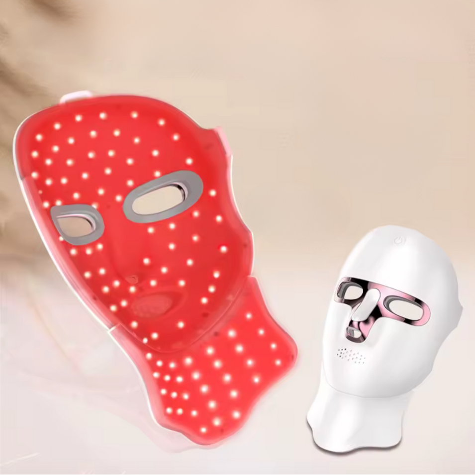 Masque luminothérapie visage cou rigide fond