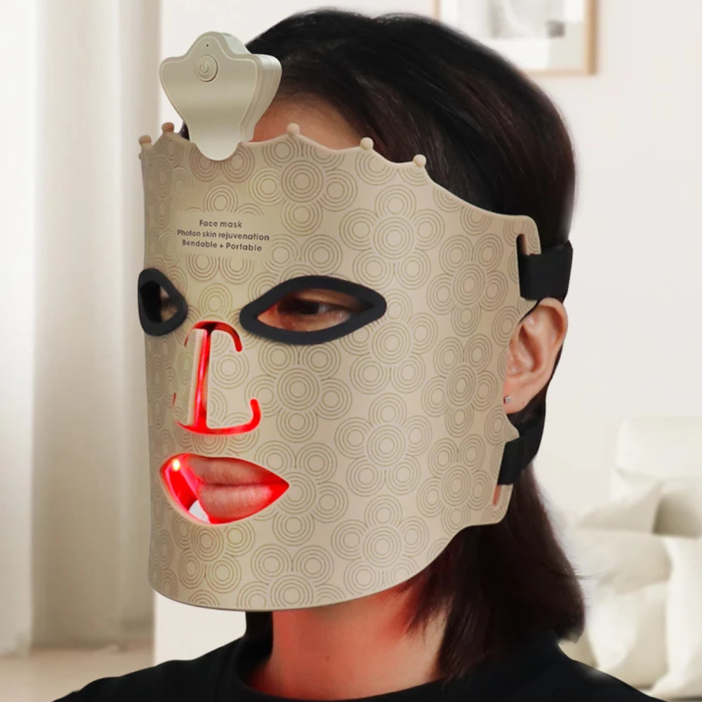 Masque visage luminothérapie souple lumière rouge
