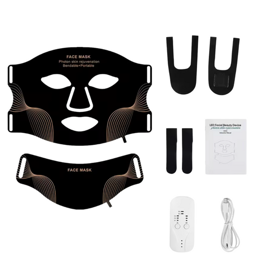 Masque luminothérapie visage cou souple noir